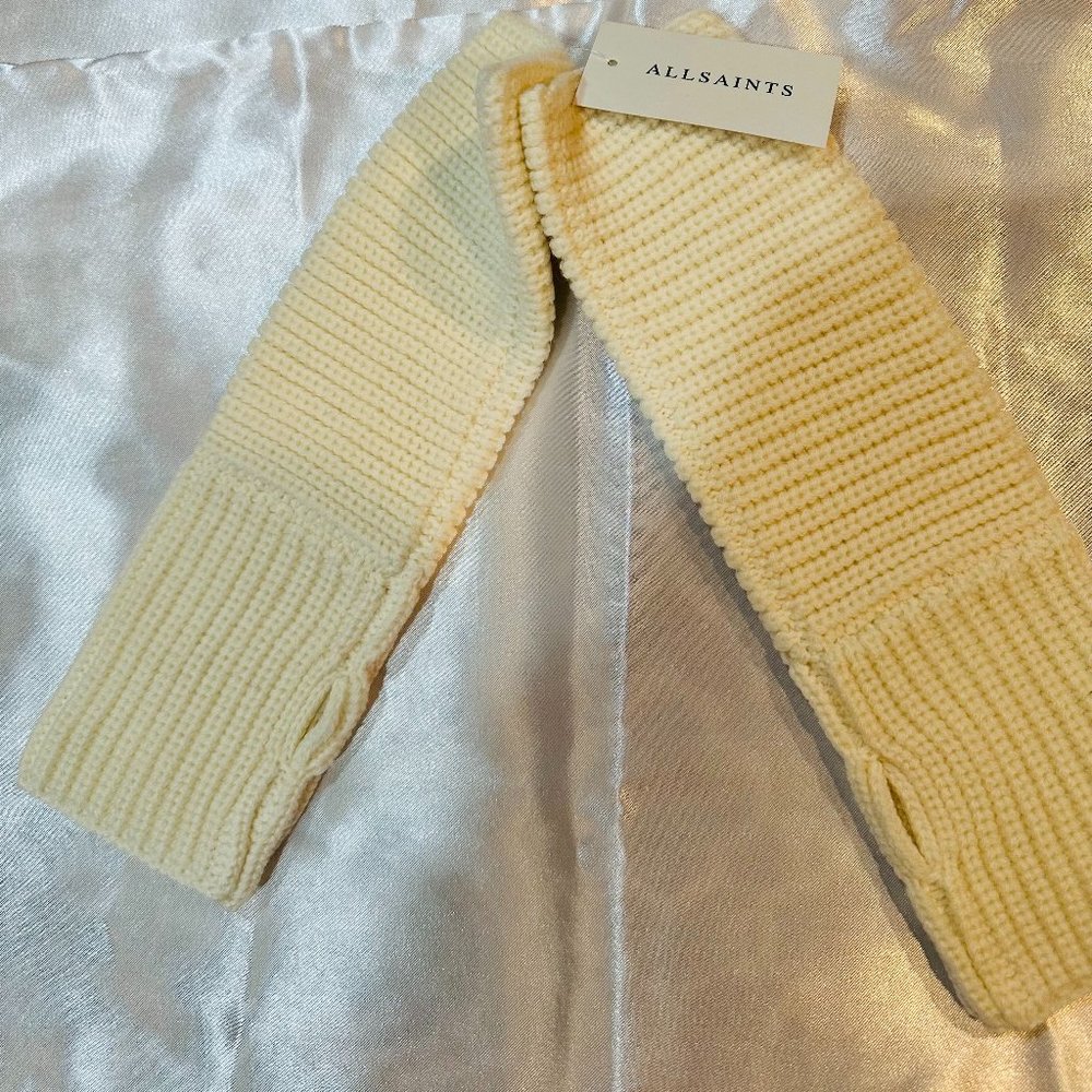 All Saints Women’s Ivory Colored  Fingerless Knit Gloves (NWT)